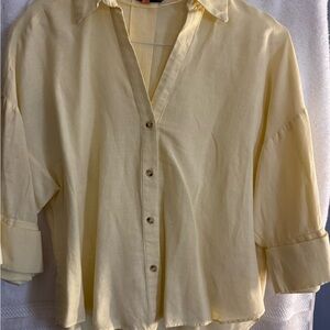 Zara Light Yellow Button-Down Shirt